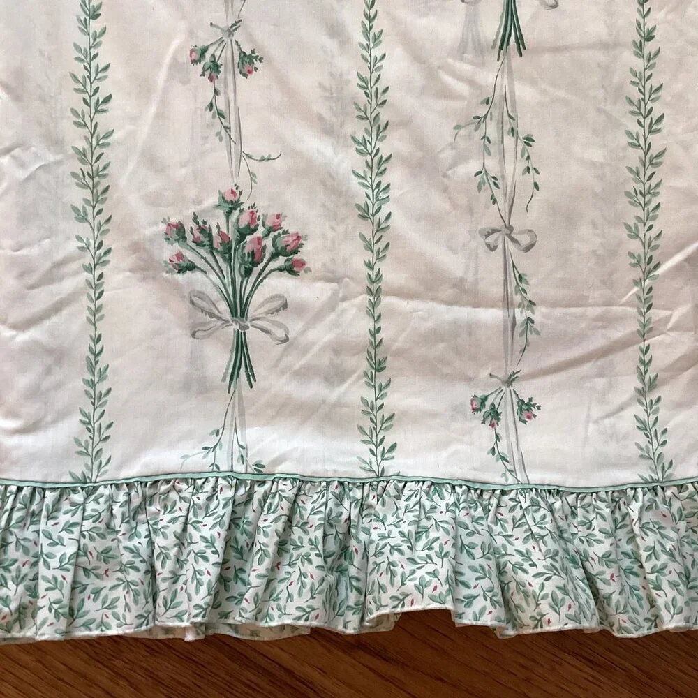 NEW! Atelier Martex Pelham Rose FULL FLAT SHEET Ruffled Trim COTTAGECORE CLASSIC